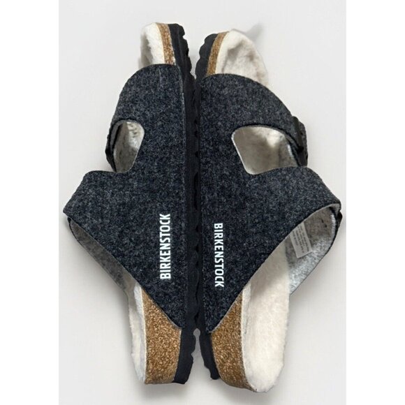 Birkenstock Arizona Happy Lamb Grey Wool Felt Lined Slide Sandal Size 36 US 5 - Picture 3 of 4